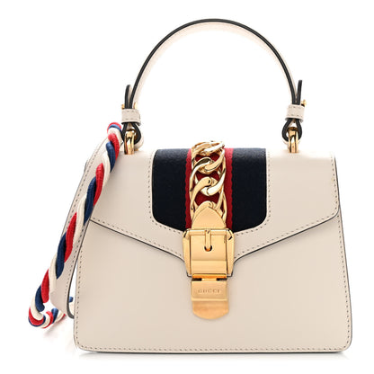 Gucci Calfskin Mini Sylvie Top Handle Bag White 1 of 10