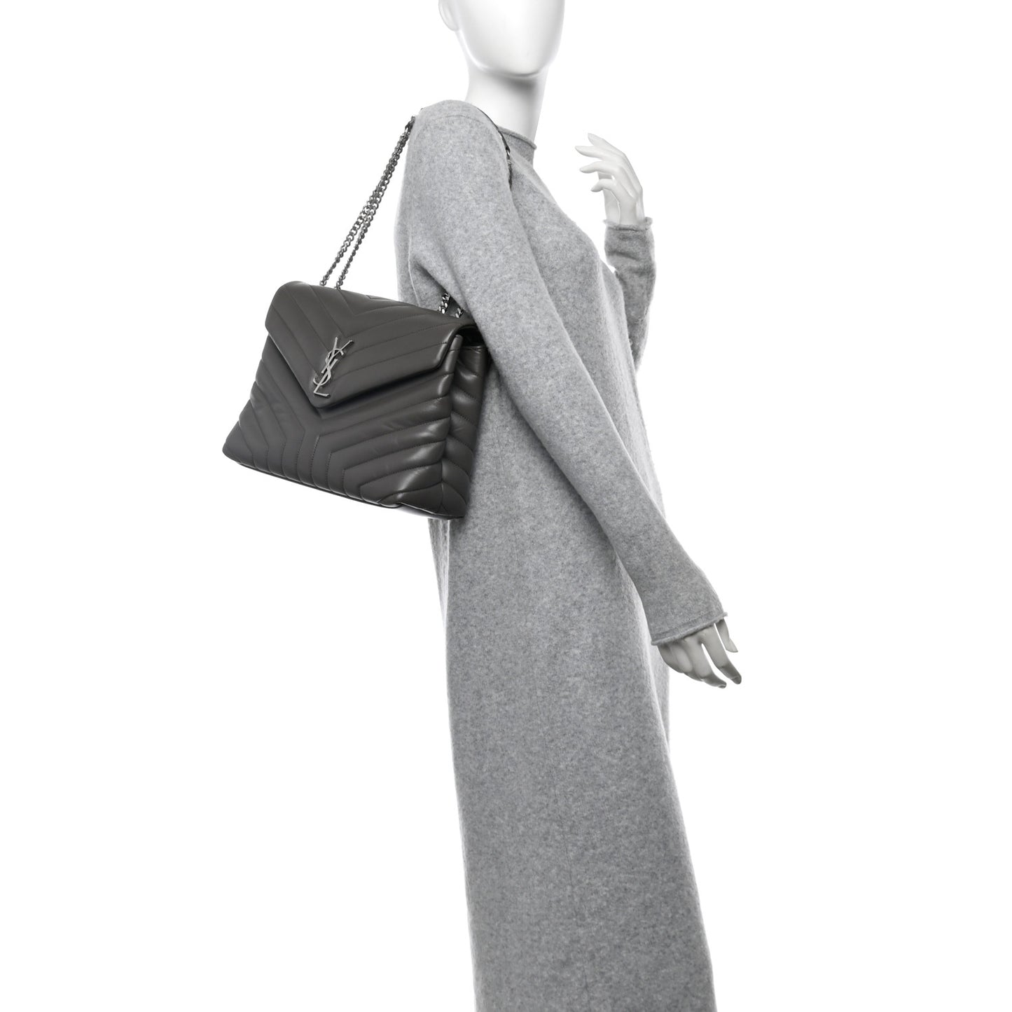 Calfskin Y Quilted Monogram Medium Loulou Chain Satchel Earth