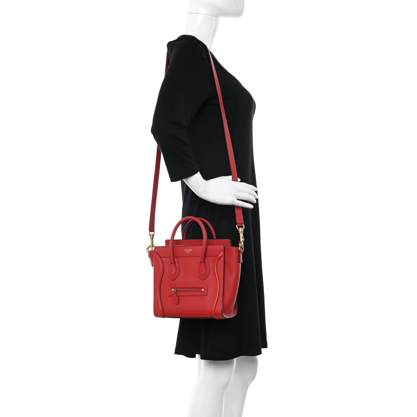 Drummed Calfskin Nano Luggage Coquelicot
