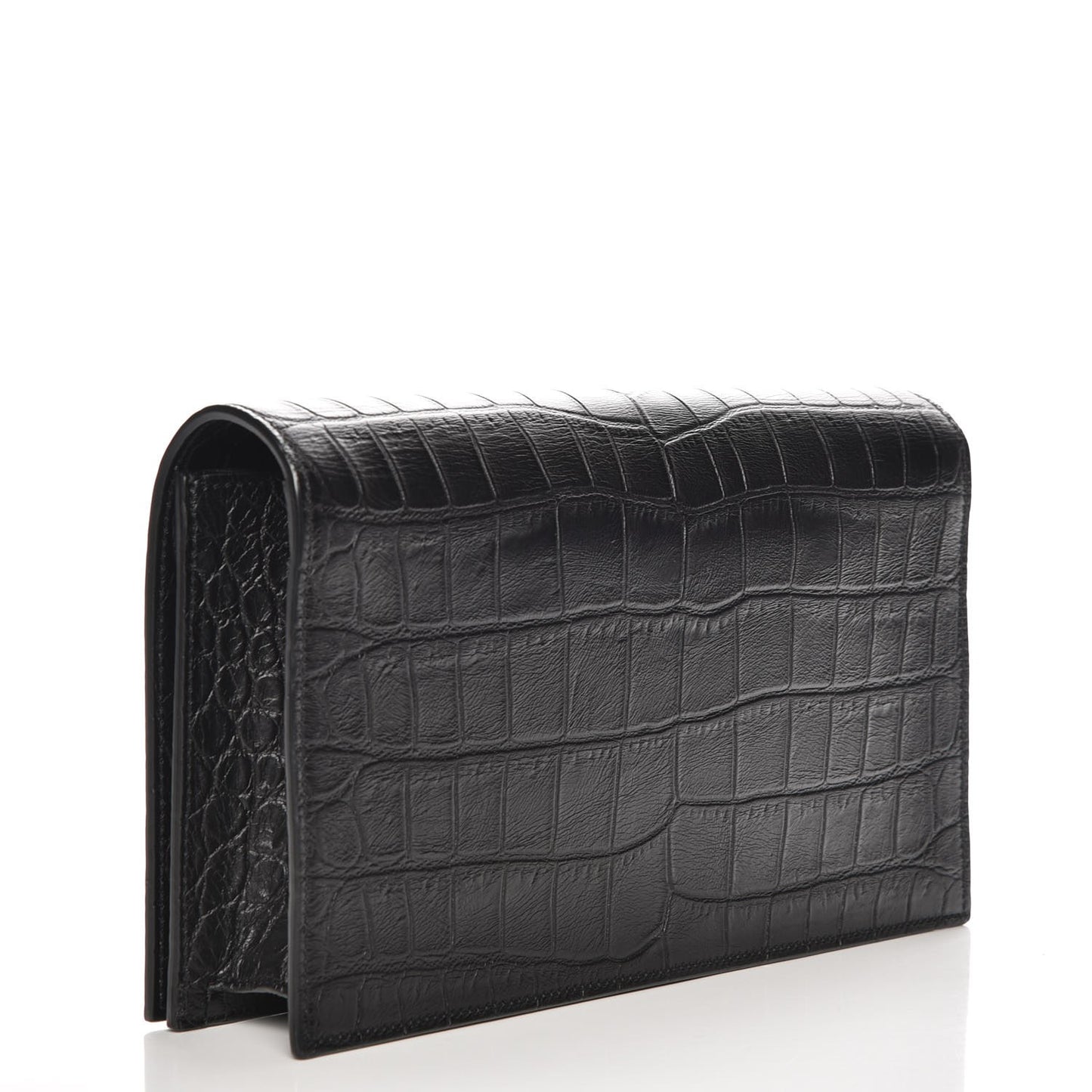 Calfskin Crocodile Embossed Classic Kate Monogram Clutch Black