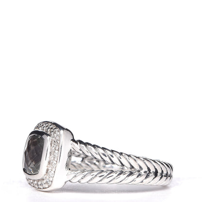 David Yurman Sterling Silver Diamond Prasiolite 7mm Petite Albion Ring 55 7.25 3 of 5