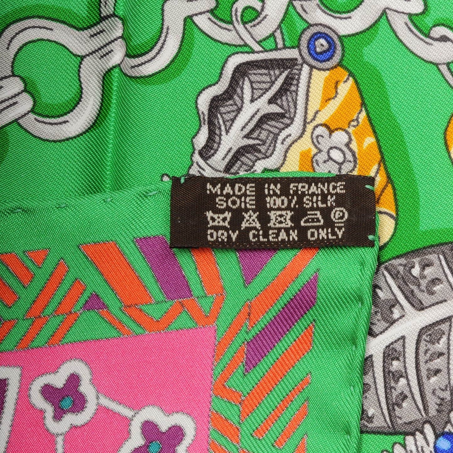 Silk Zenobie Reine De Palmyre Scarf 90 Vert Orange Rose Vif