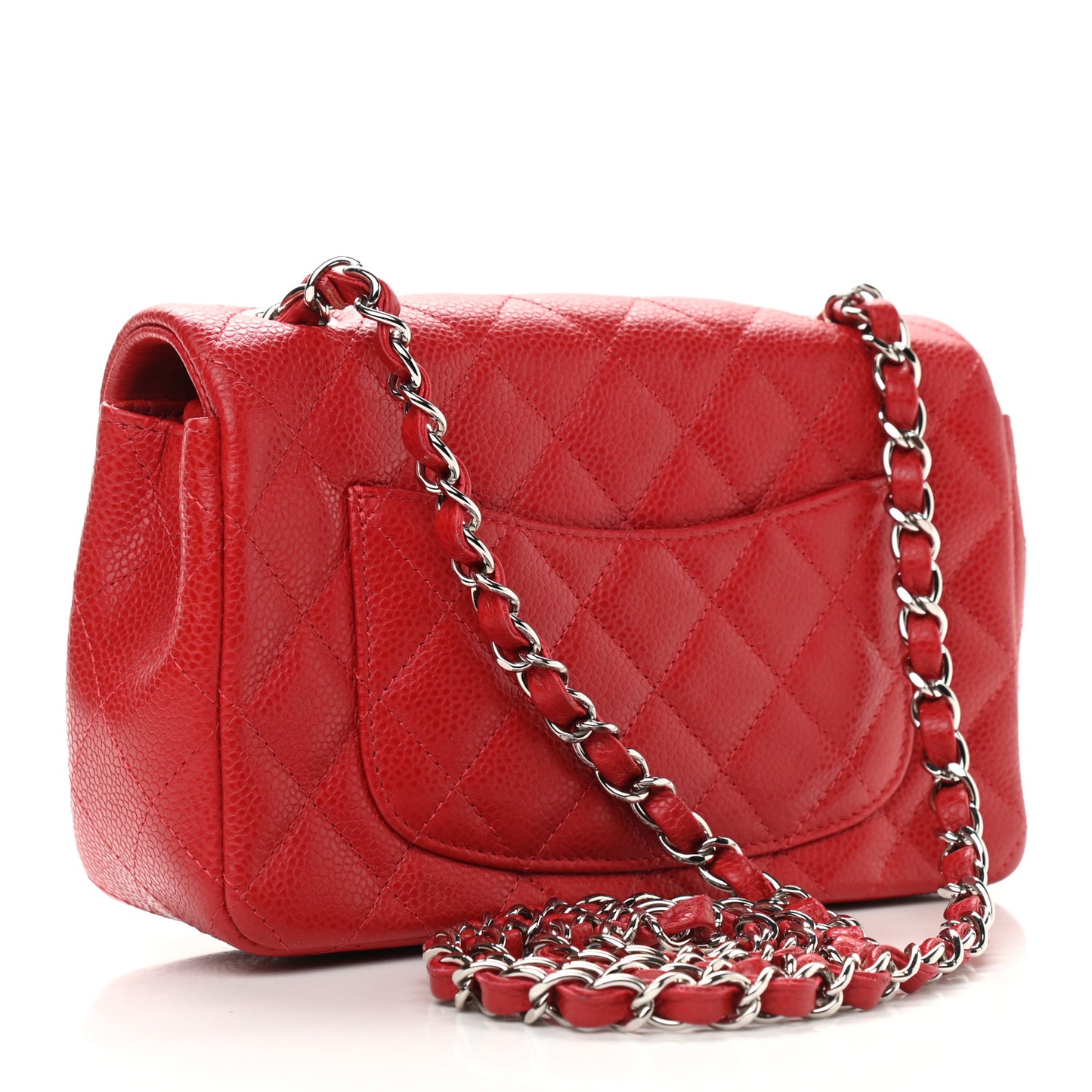 Caviar Quilted Mini Rectangular Flap Red