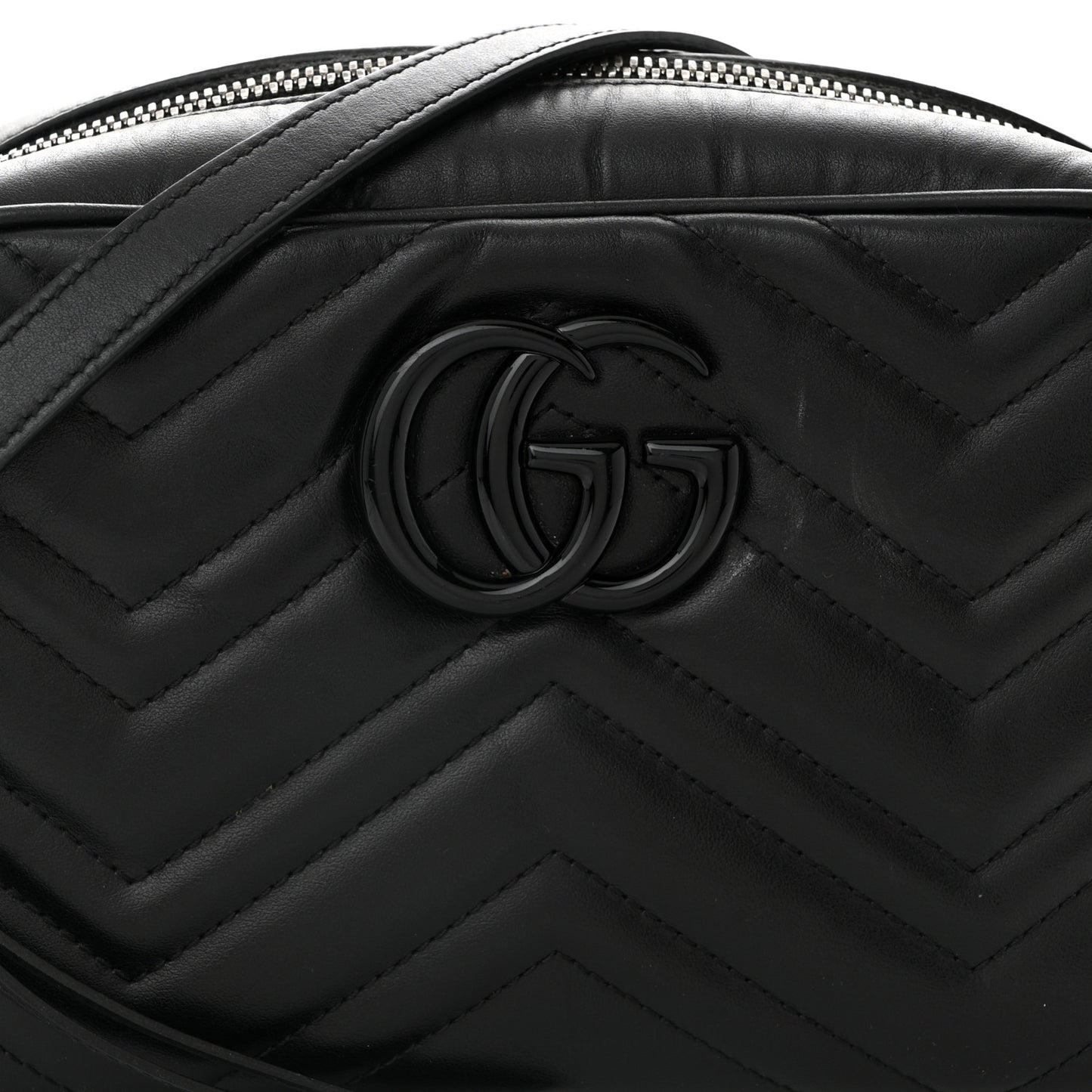 Calfskin Matelasse Monochrome Small GG Marmont Chain Shoulder Bag Black