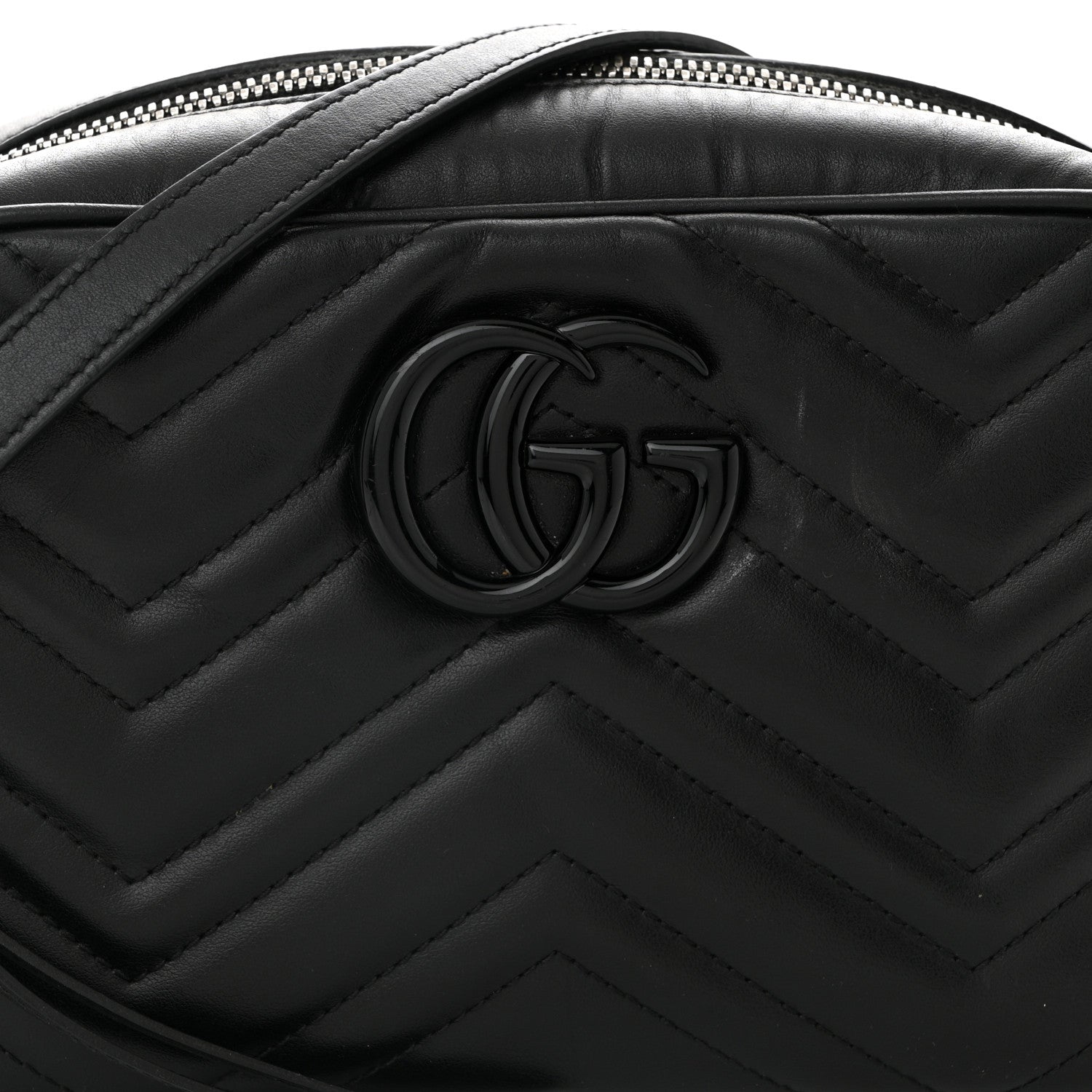 Gucci Calfskin Matelasse Monochrome Small GG Marmont Chain Shoulder Bag Black 8 of 11