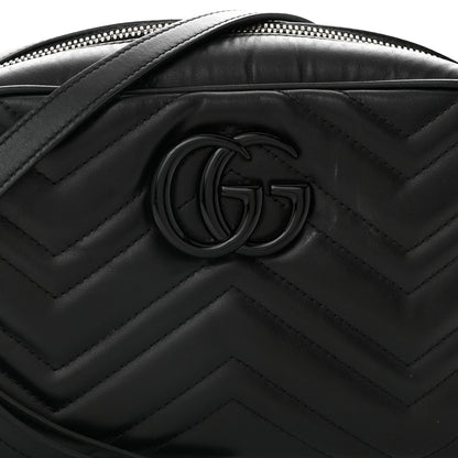 Gucci Calfskin Matelasse Monochrome Small GG Marmont Chain Shoulder Bag Black 8 of 11