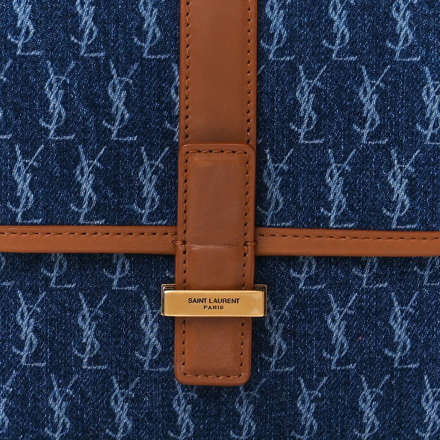 Saint Laurent Suede All-Over Monogram Small Le Monogramme Satchel Denim 8 of 10