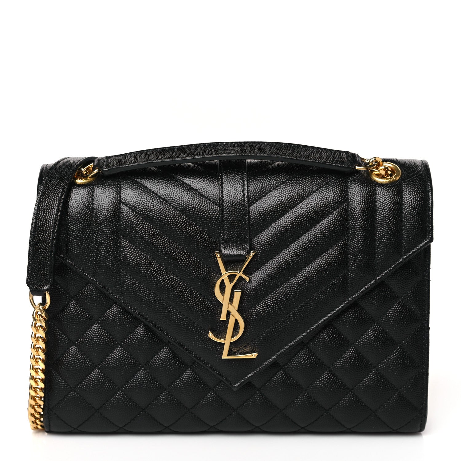 Saint Laurent Grain De Poudre Textured Mixed Matelasse Triquilt Medium Monogram Satchel Black 1 of 8