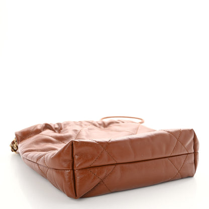 Chanel Shiny Calfskin Quilted Mini Chanel 22 Light Brown 4 of 11