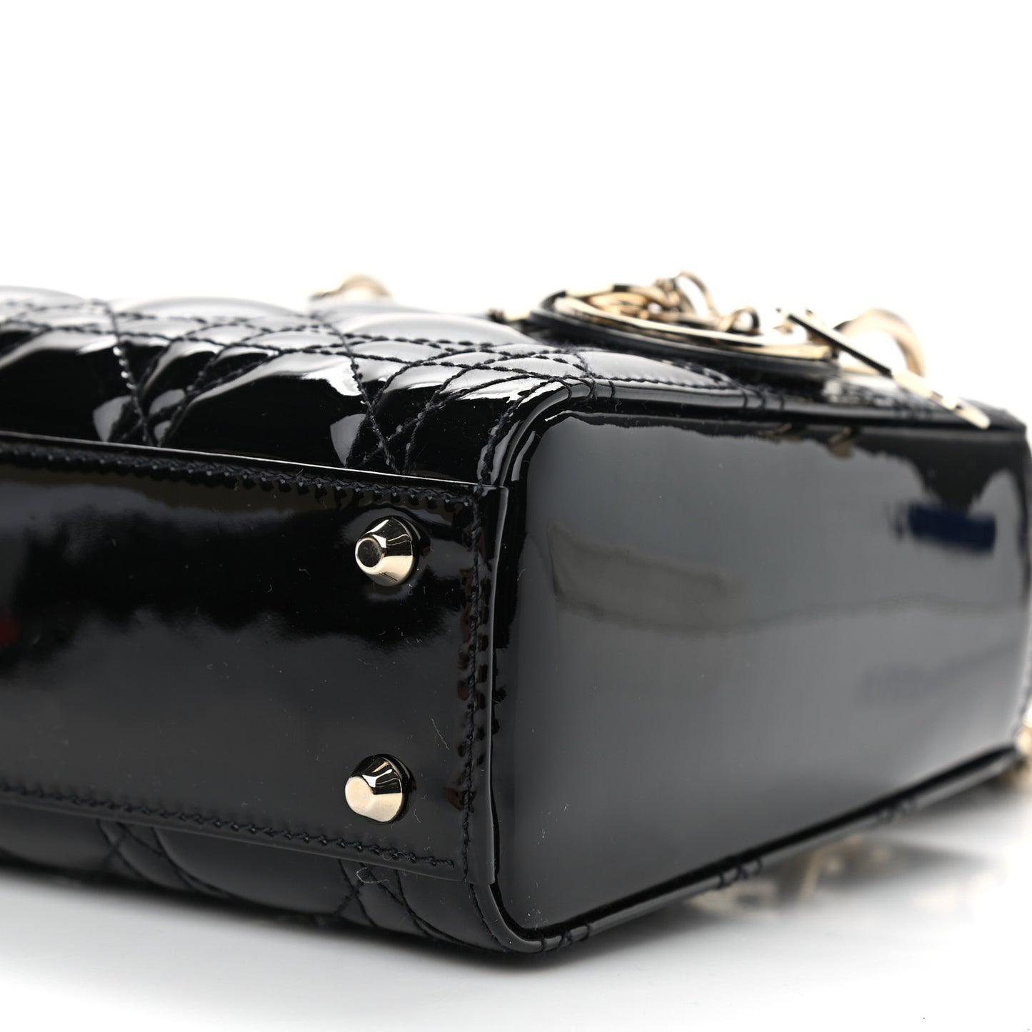 Patent Cannage Mini Lady Dior Black