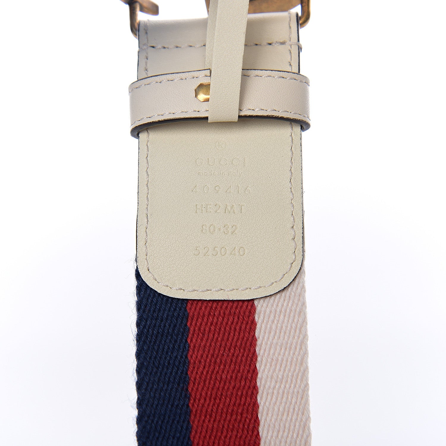 Gucci Nylon Calfskin Sylvie Web Double G 40mm Belt 80 32 Mystic White Hibiscus Red Maritime 3 of 5