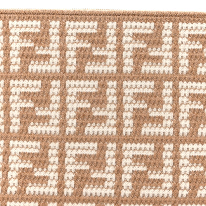 Fendi Fabric Calfskin FF Woven Large Flat Pouch Cammello 9 of 9