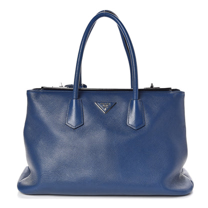 Prada Saffiano Cuir Twin Tote Bleuette 1 of 12