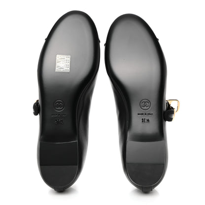 Chanel Lambskin Mary Jane Flats 37.5 Black 5 of 9