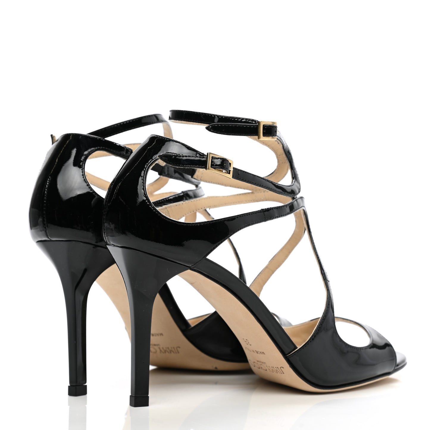 Patent Calfskin Lang Sandals 36 Black