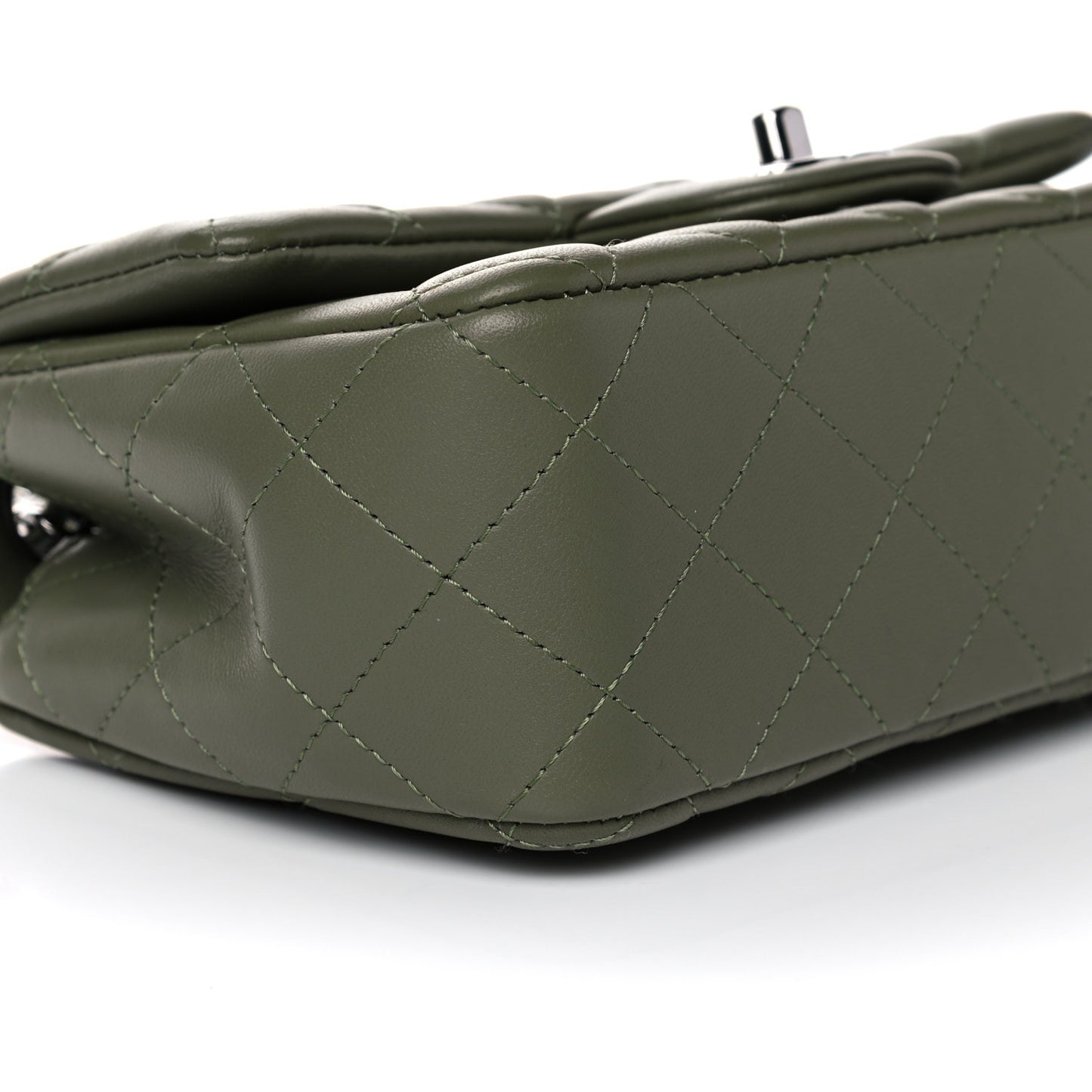 Lambskin Quilted Mini Rectangular Flap Green