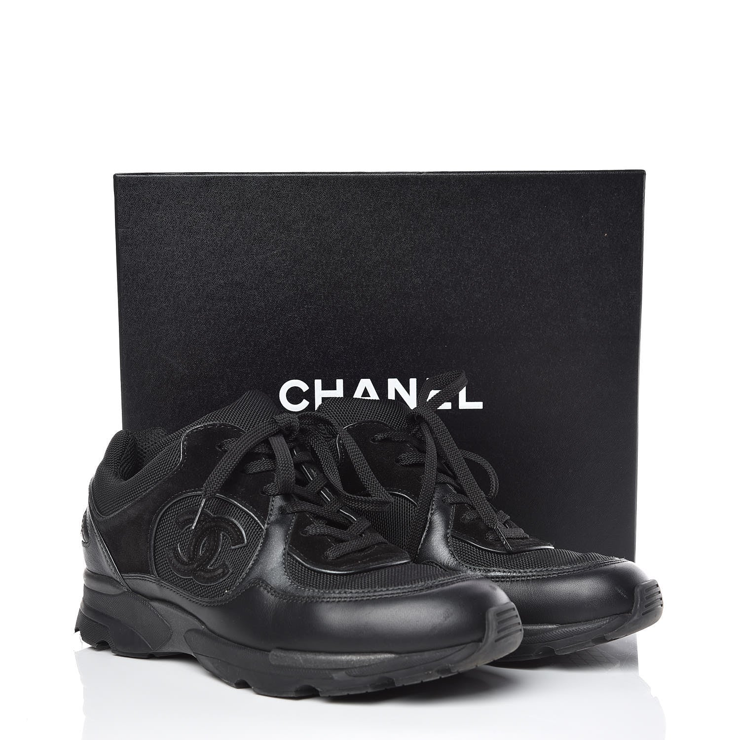 Chanel Suede Calfskin CC Sneakers 38 Black 10 of 10