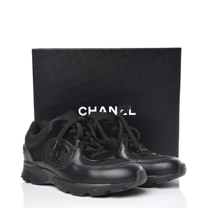 Chanel Suede Calfskin CC Sneakers 38 Black 10 of 10