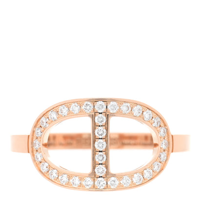 Hermes 18K Rose Gold Diamond MM Chaine d'Ancre Contour Ring 52 6 1 of 5