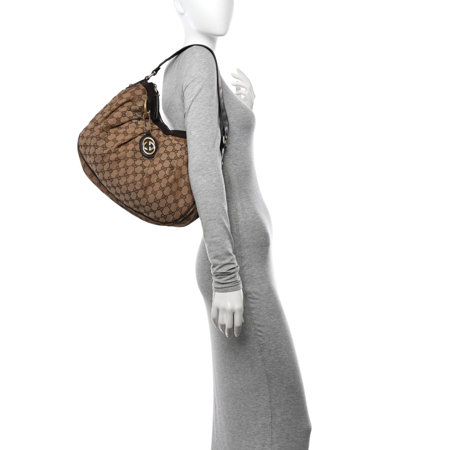 Gucci Monogram Medium Sukey Hobo Dark Brown 2 of 14