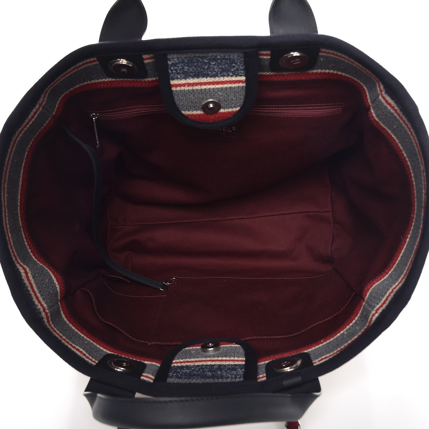 Chanel Striped Canvas Large Deauville Tote Beige 5 of 8