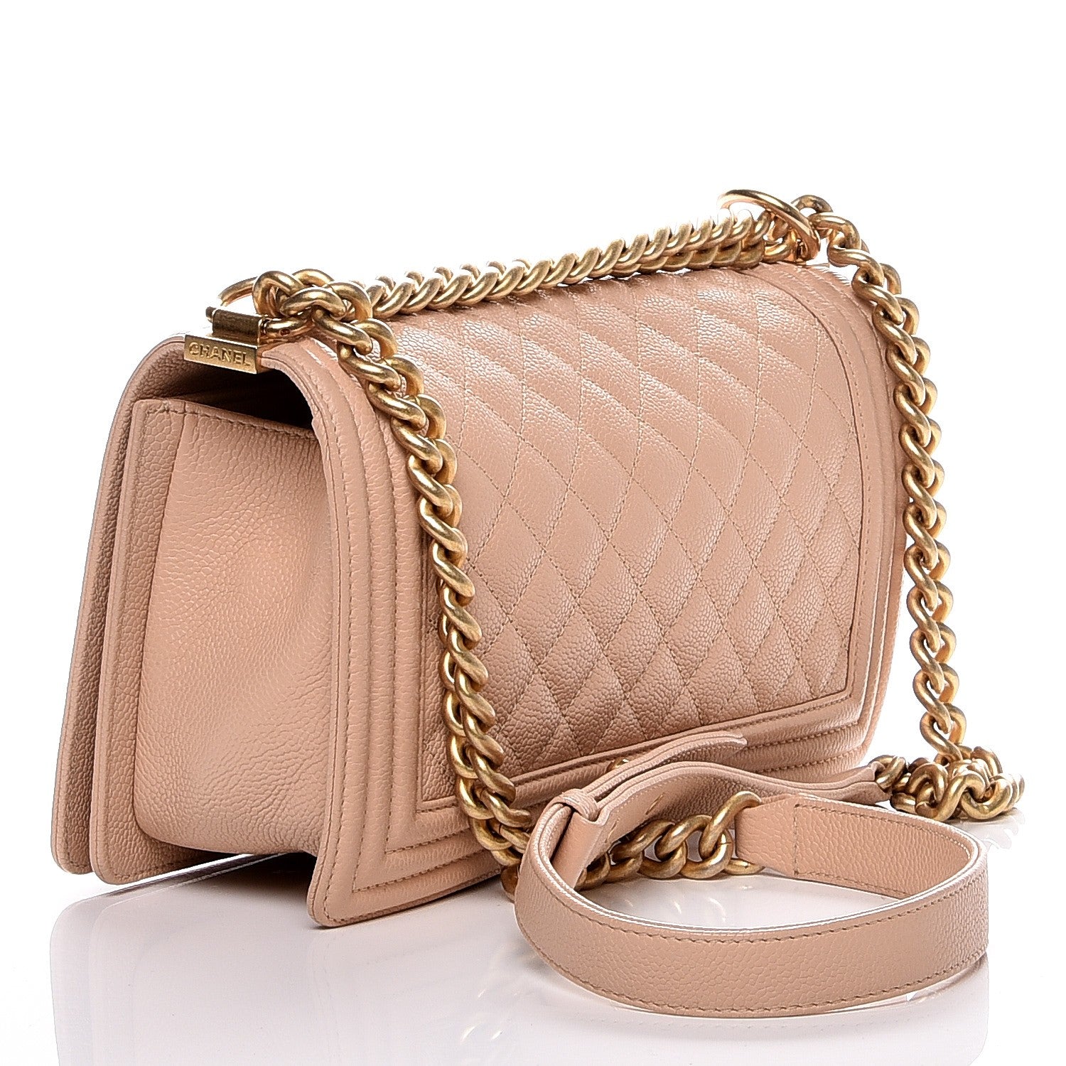 Chanel Caviar Quilted Medium Boy Flap Light Beige 4 of 8