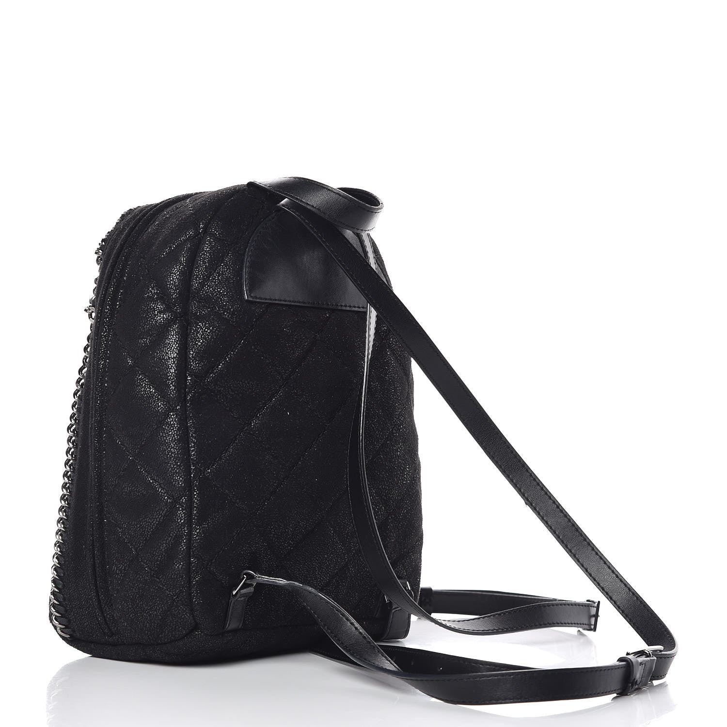 Stella McCartney Shaggy Deer Quilted Mini Falabella Backpack Black 3 of 10