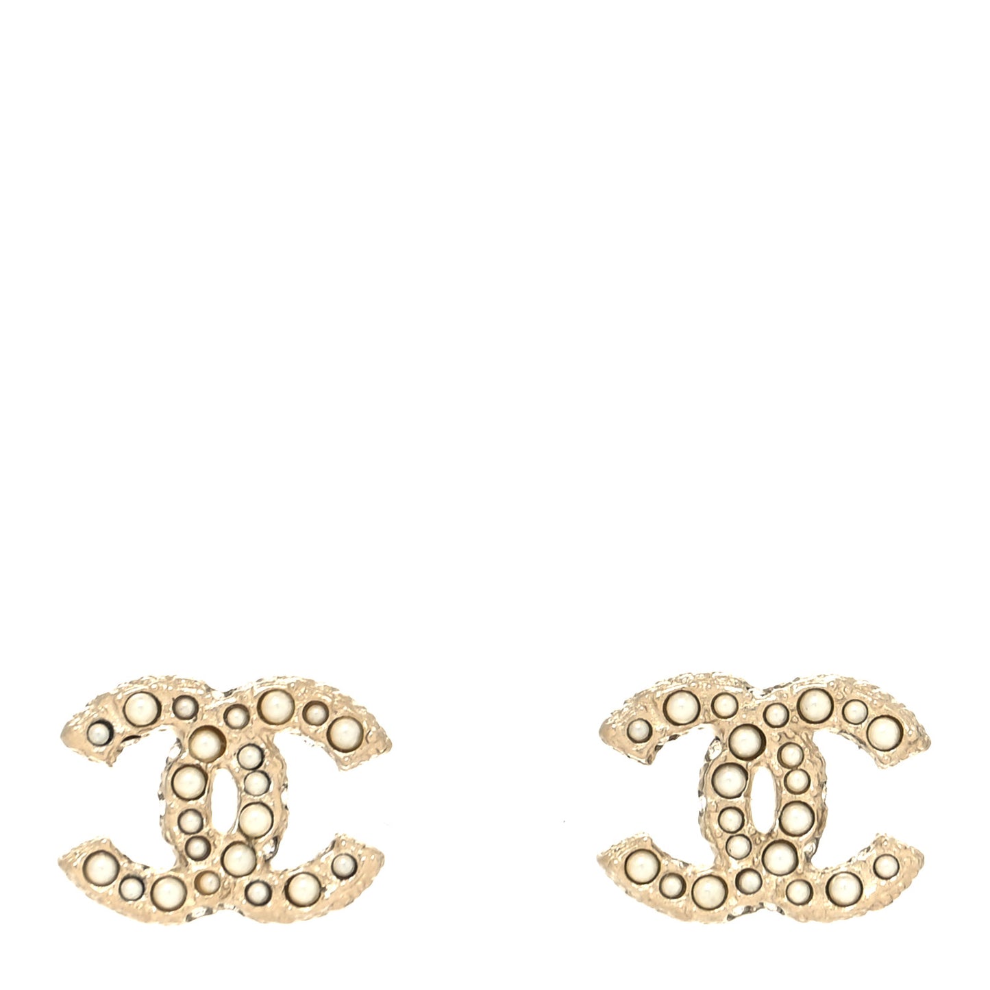 Metal Graduated Pearl Crystal CC Earrings Light Gold