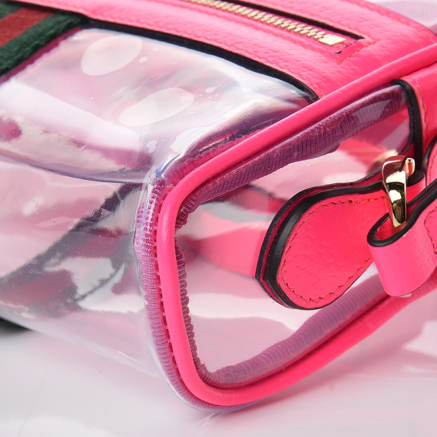 Vinyl Web Mini Ophidia Transparent Shoulder Bag Fluorescent Fuchsia