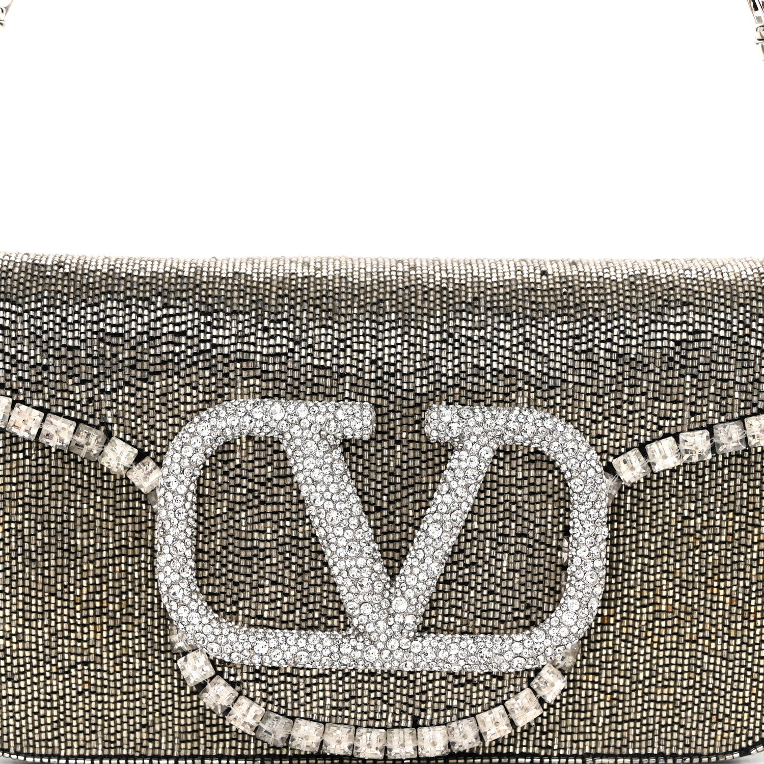 Valentino Garavani Swarovski Crystal Embroidered Vlogo Small Loco Shoulder Bag Crystal Silver 6 of 10