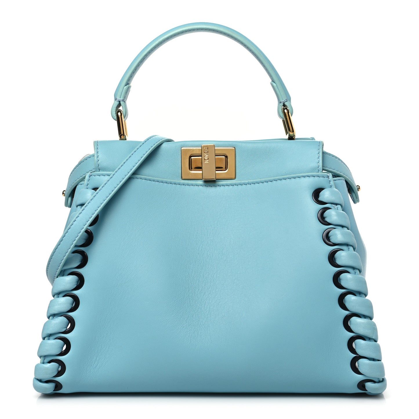 Nappa Lace Up Mini Peekaboo Iconic Satchel Turchese