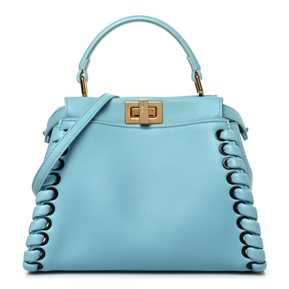 Fendi Nappa Lace Up Mini Peekaboo Iconic Satchel Turchese 1 of 9