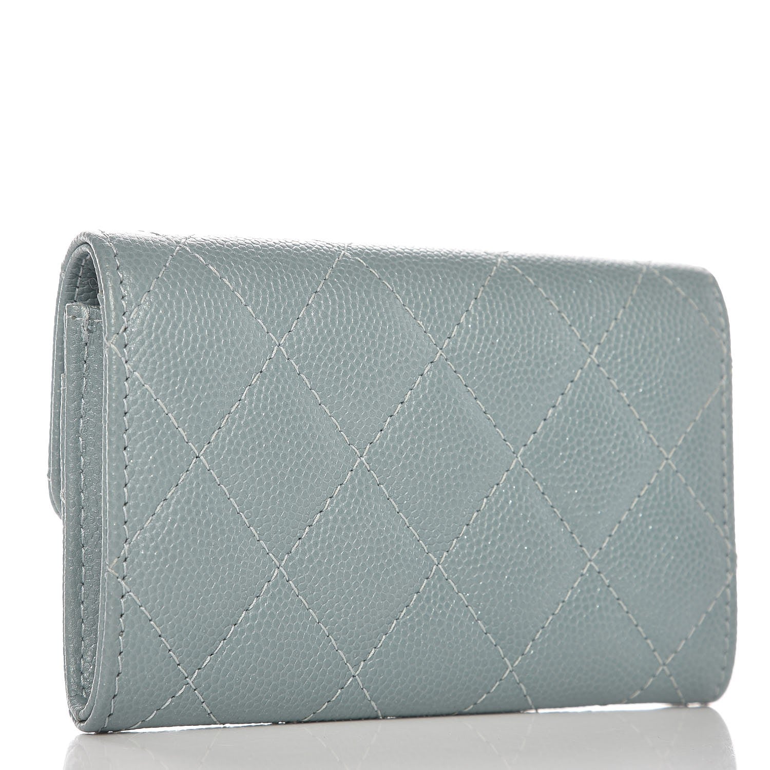 Chanel Iridescent Caviar Quilted Card Holder Light Blue 3 of 9