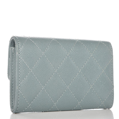 Chanel Iridescent Caviar Quilted Card Holder Light Blue 3 of 9
