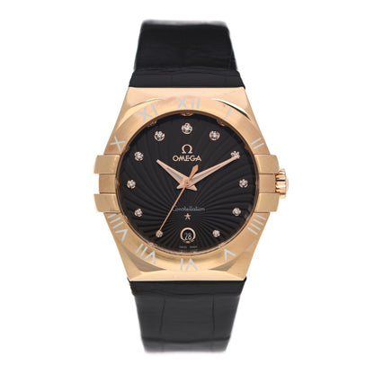 Omega 18K Red Gold Alligator Diamond 35mm Constellation Quartz Watch Brown 123.53.35.60.63.001 1 of 5
