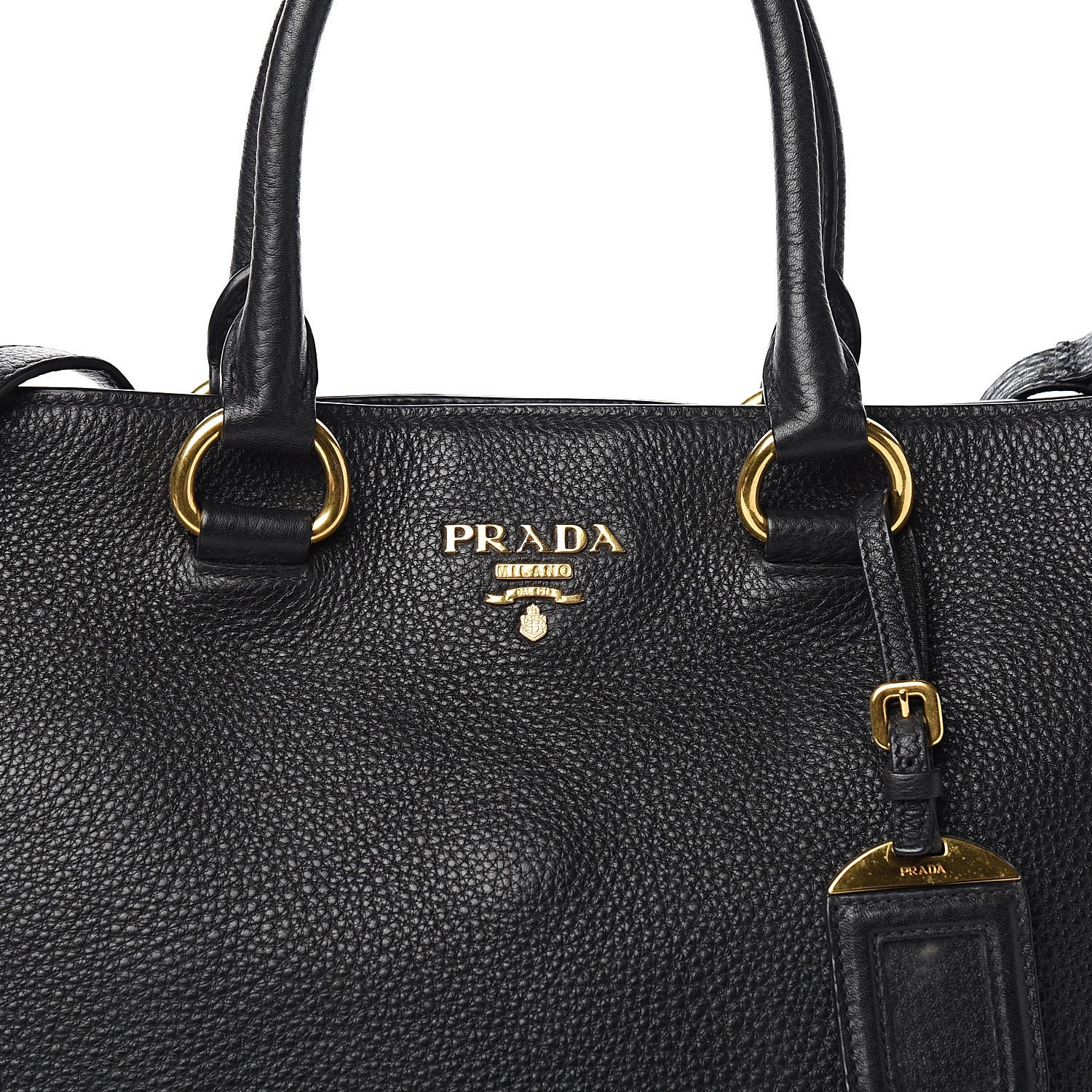 Prada Vitello Daino Side Zip Tote Black 9 of 9