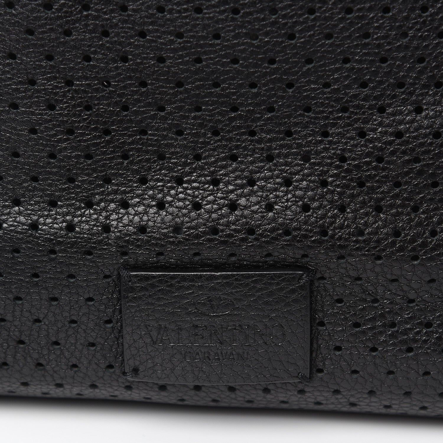 Valentino Garavani Calfskin Perforated Rockstud Large Travel Briefcase Black 16 of 20