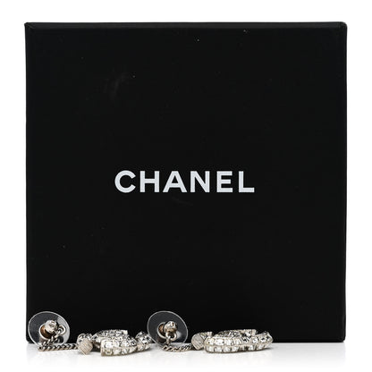 Chanel Baguette Crystal CC Drop Earrings Silver 5 of 5