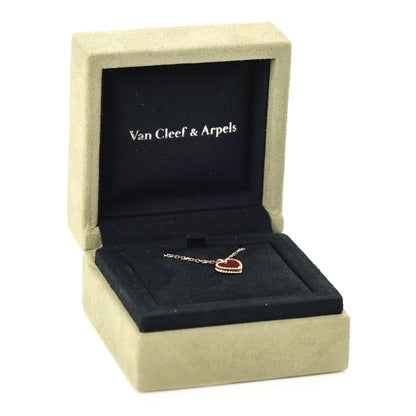 Van Cleef & Arpels 18K Rose Gold Carnelian Sweet Alhambra Heart Pendant Necklace 7 of 7