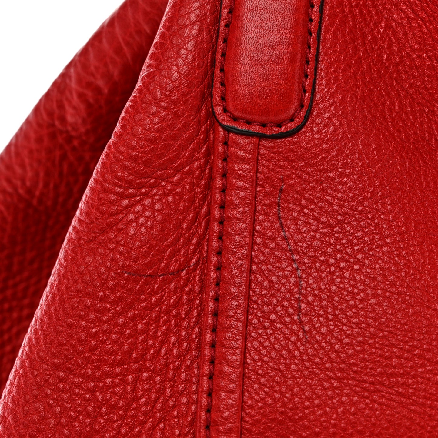 Pebbled Calfskin Large Soho Shoulder Bag Red Red