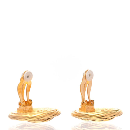 Chanel Metal Round CC Clip On Earrings Gold 4 of 4