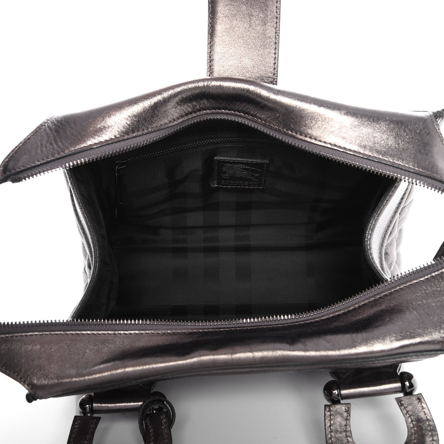 Metallic Calfskin Quilted Mini Manor Tote Pewter