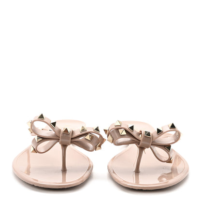 Valentino Garavani PVC Jelly Rockstud Bow Thong Sandals 41 Poudre 3 of 8