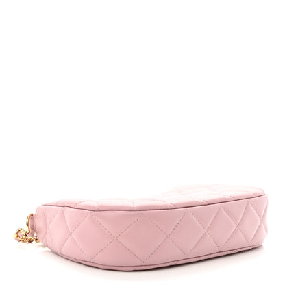 Chanel Shiny Crumpled Calfskin Quilted Enamel Heart Hobo Light Pink 4 of 11