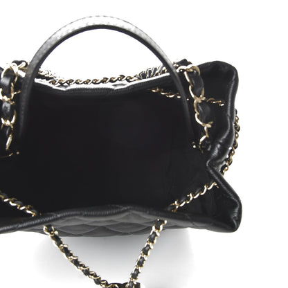Chanel Caviar Quilted Rolled Up Bucket Drawstring Bag Black 7 of 9