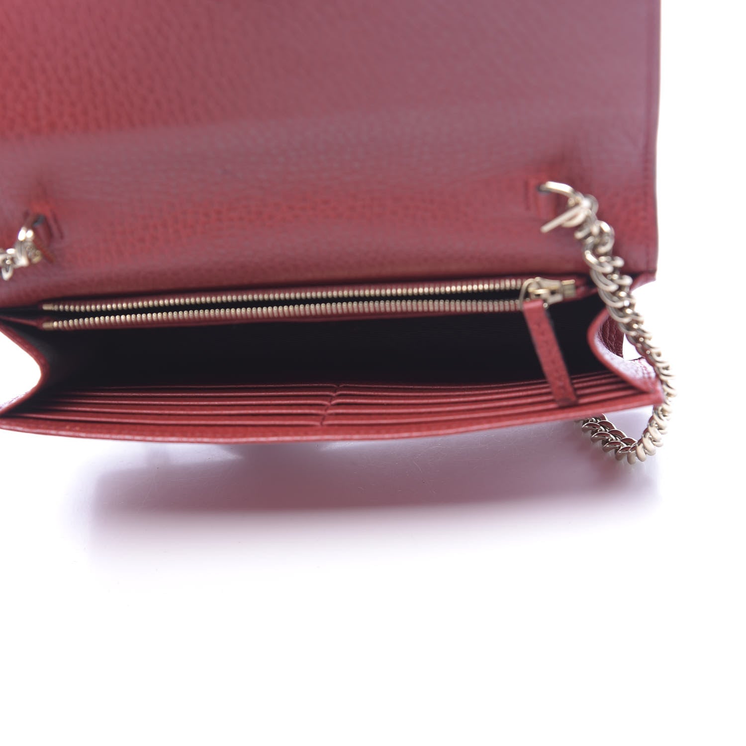 Gucci Dollar Calfskin Interlocking G Chain Wallet Red 5 of 12