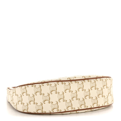 Celine Canvas Calfskin Ava Triomphe Shoulder Bag White 4 of 14