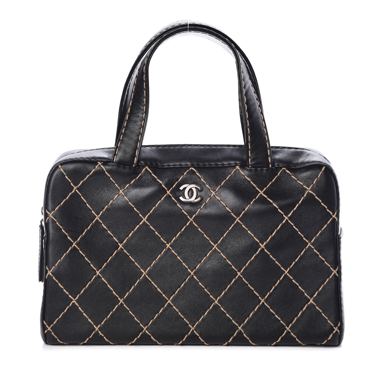 Chanel Calfskin Wild Stitch Top Handle Bag Black 1 of 9