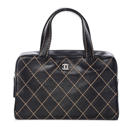 Chanel Calfskin Wild Stitch Top Handle Bag Black 1 of 9