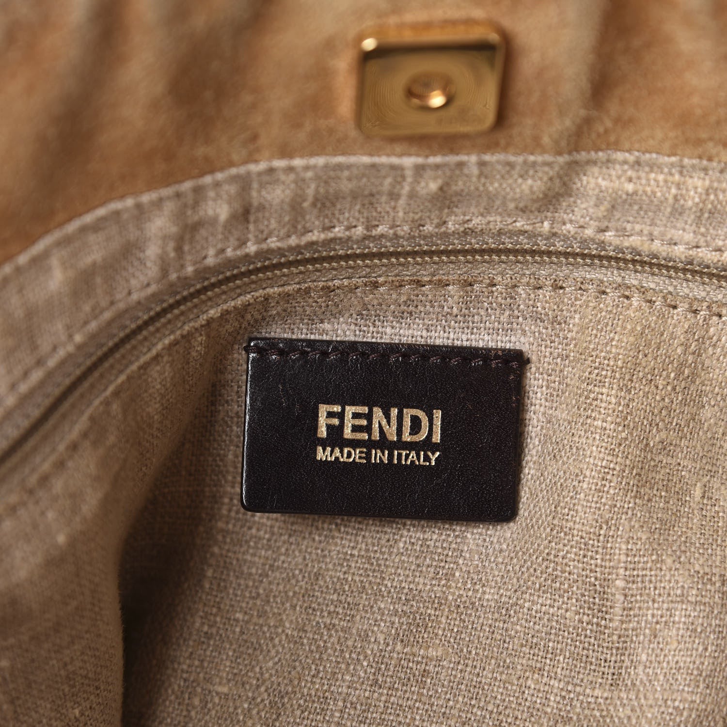 Fendi Pequin Cuoio Vegetale Large Hobo Tobacco Black Cuoio 8 of 15